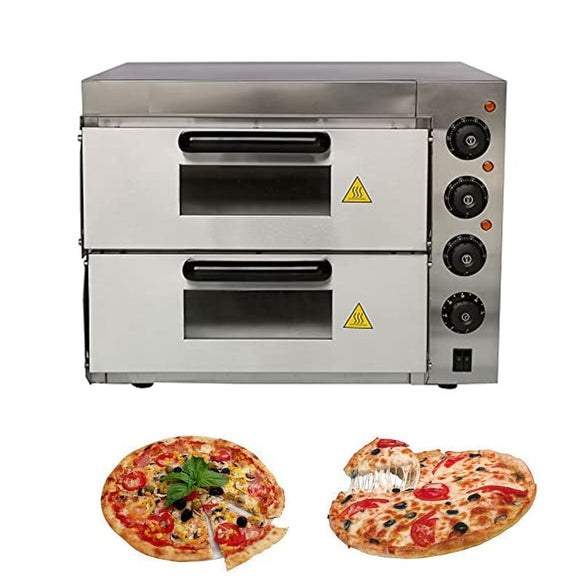 Stone Base Double Deck Electric Pizza Oven 16x16 Inch