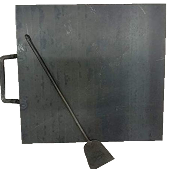 SUNTOSH TRADING COMPANY Square Black Iron Tawa Flatsurface Dosa Kallu with oneside Iron Handle 10×10 inch,
